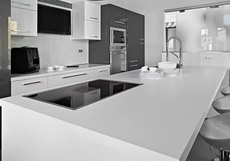 white-corian-island-top-grey-gloss-cabinets white-corian-island-top-grey-gloss-cabinets